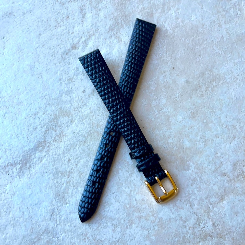 Spidel 12mm lizard grain black leather band